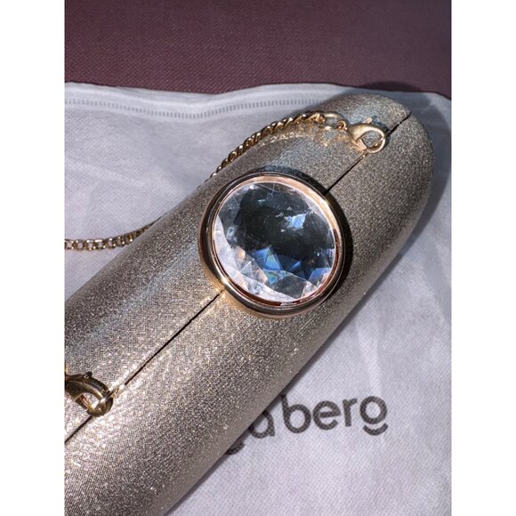 olga berg Marta Metallic Clutch in Gold Womens Purse Shoulder Handbag - Picture 7 of 11